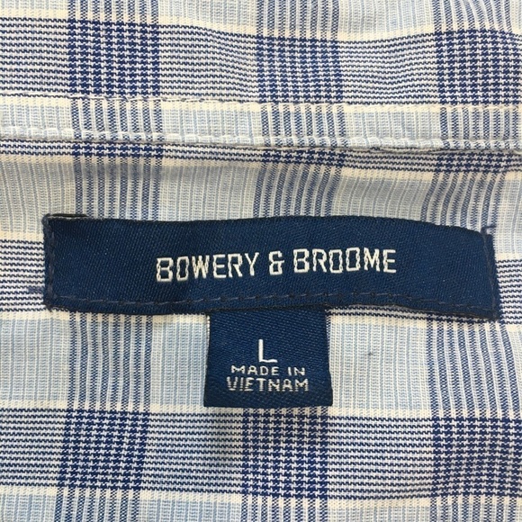 Bowery & Broome Cotton Blue Plaid Long Sleeve Button Down Shirt - Picture 5 of 13